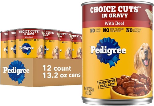 Pedigree Choice Cuts In Gravy With Beef Adult Canned Soft Wet Dog Food, 13.2 Oz. - 第 1/10 張圖片