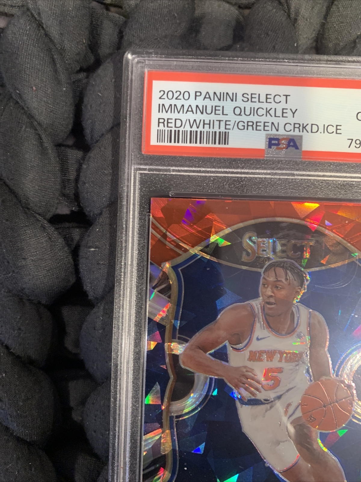 Immanuel Quickley Red/White/Green Cracked Ice 2020 Panini Select #85 PSA 10 view 6