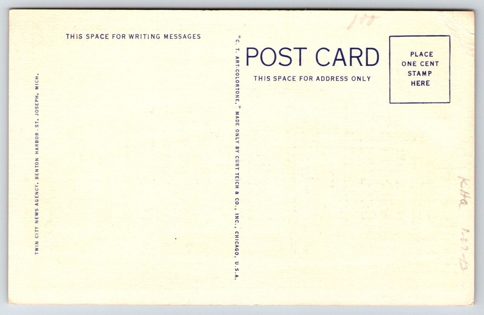 Post Office c1935 Benton Harbor Michigan MI Vintage CURT TEICH Postcard