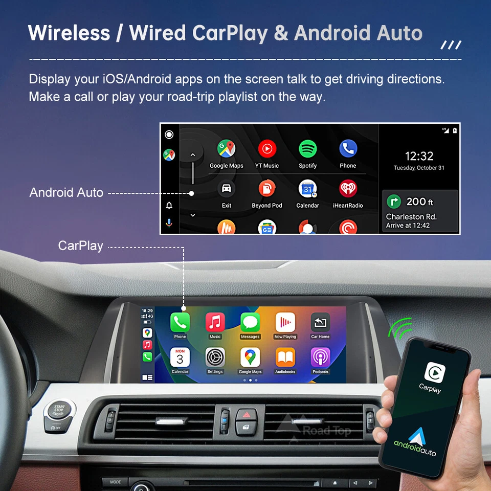 CarPlay Android Auto Multimedia TouchScreen For BMW 5 Series F10 F11 2011-2017/ - Image 4 of 4