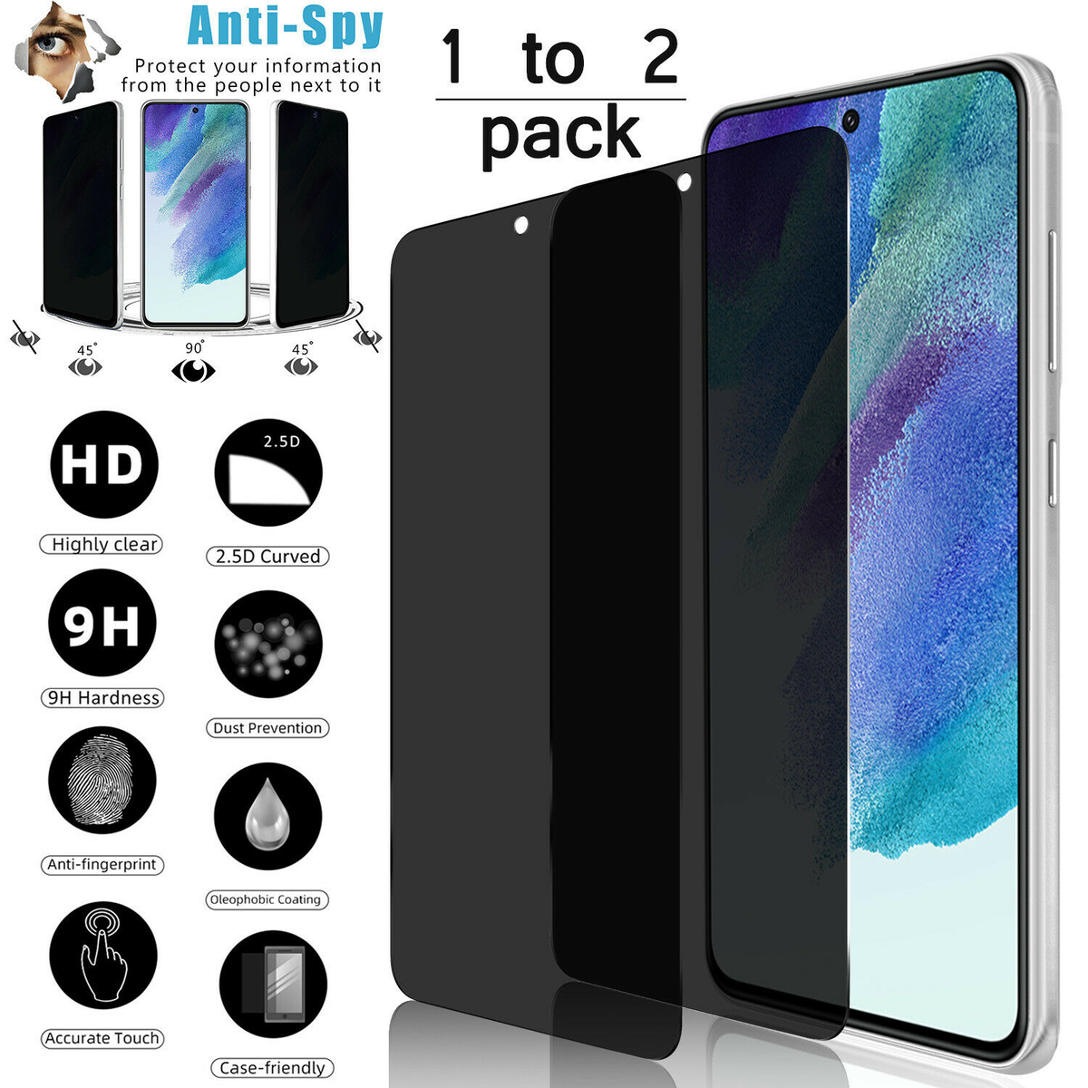 Privacy Anti-spy Tempered Glass Screen Protector For Samsung S21