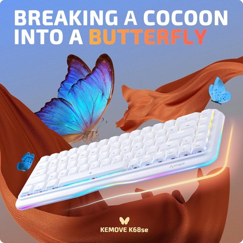 KEMOVE K68se Gaming Mechanische Tastatur mit Blue Clicky Switch Weiß - Afbeelding 2 van 6