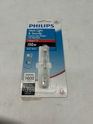 New Philips 100W 120V Clear RSC Base T3 Work Light & Security Bulb - Picture 2 of 5