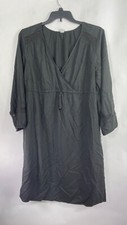 Old Navy Maternity Womens Shift Dress V Neck 3/4 Sleeve Elastic Waist Black XL  