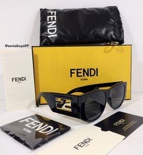 Fendi Women's Baguette Oval Sunglasses, Black, Gray Lenses