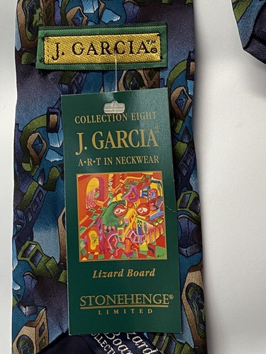 Vintage Jerry Garcia J. Neck Tie Lizard Board Blues Green Tan Collection 8 G6-16 - Picture 5 of 9