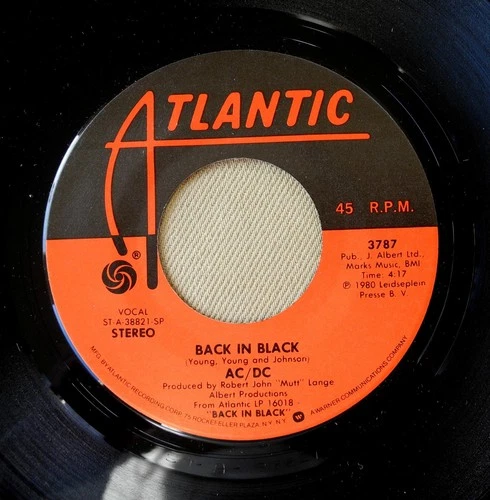 AC/DC - Back In Black / What Do You Do For Money MINT hard rock '80 Atlantic 45