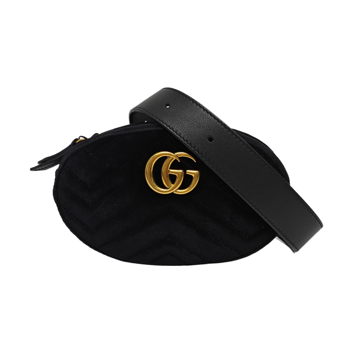 ♡ Gucci Marmont Gold Logo Quilted Velvet Chest Bag - Excellent