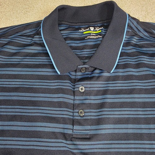 David Taylor Pro Polo Shirt Mens Size 3XL Navy Striped Gold Lightweight Casual - Picture 3 of 8