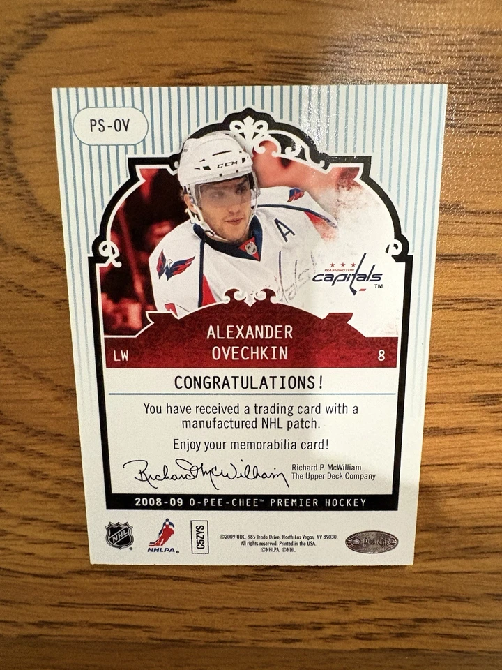 2008/09 O-P-Chee Premier Stitchings 25/25 Alexander Ovechkin #PS-OV — 第 4/4 张图片