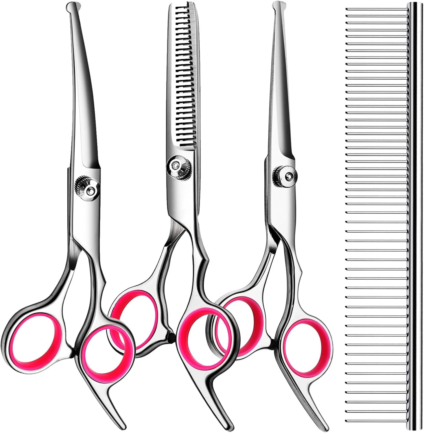 Dog Grooming Kit, Professional Stainless Steel Dog Grooming Scissors with Curved