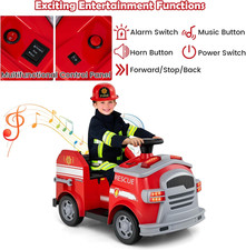 Kids Ride on Fire Engine, 12V Children Electric Car with Music, Horn, And Lights