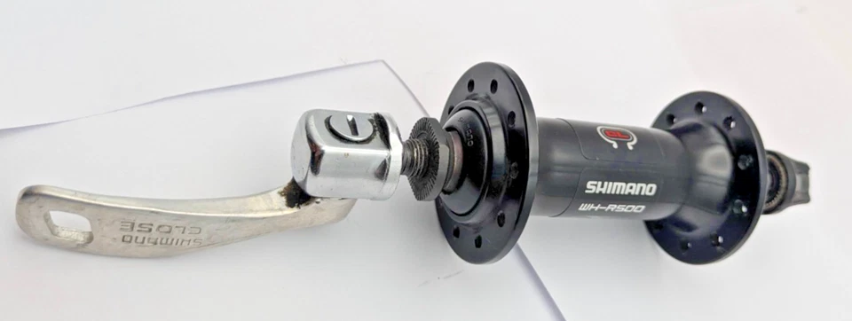 BUJE DELANTERO SHIMANO WH-R500 20 ORIFICIOS LLANTA FRENO LIBERACIÓN RÁPIDA LLANTA NEGRA R500 Foto 2 de 4