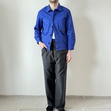 vintage French workwear royal blue sanfor short work jacket chore coat S