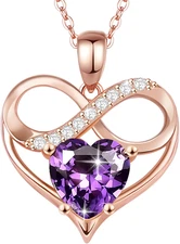 Collar corazon oro rosa piedra natal mujer regalo amor aniversario especial