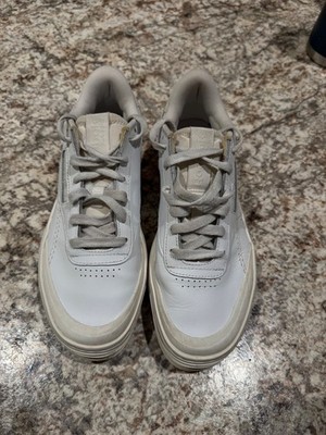 Reebok Size 8  Club C Double Geo,  White Chalk Womens Lifestyle Tennis Sneakers