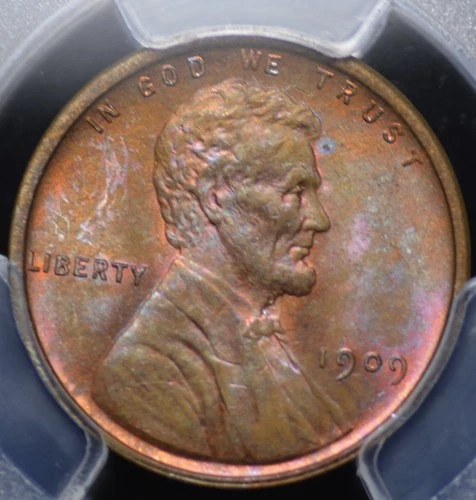1909 VDB LINCOLN WHEAT CENT PCGS MS 65RB EXHILARATING HOT PINK GLOW COMPLIMENTED