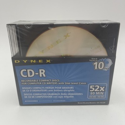 Dynex, Recordable Compact Disc, 10 Pack, #DX-10CDR, 700MB, Sealed.