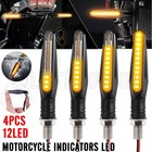 4X Motorcycle 12LED Turn Signal Indicators Motorbike Flowing Water Light Amber