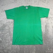 Vintage Russell Athletic Mens L T-Shirt Green Made In USA Blank Cotton Tee