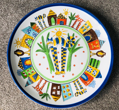 Vintage St Michaels Katze Tiere Haus Wandteller 29,5 cm / 11,5'' TOP