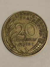 1970 France 20 Centimes Coin.  French Currency.