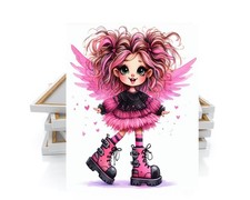 16x20 Cute Black and Pink Angel Nursery Canvas Print Wall Art