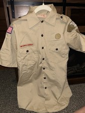 Boy Scout BSA UNIFORM SHIRT Men  s Small Short Sleeve Tan V54