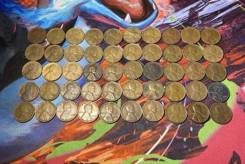 Lincoln Wheat Cent Full Roll 50 Coins G - AU BN 40s 30s & More (1936 Varieties)