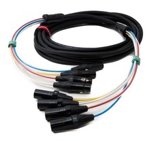 Audio Cable 10m XLR 3 Pin 4x Male to 4x Female AUX Adapter in Black