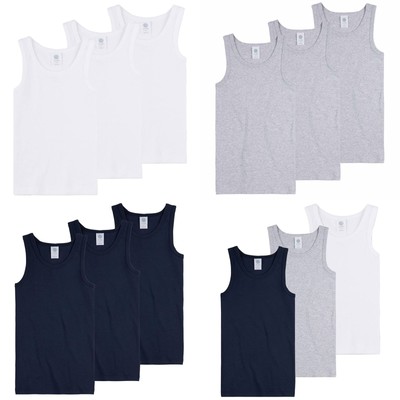 Sanetta Boys Undershirts 3-Pack - Tank Top, Basic, Organic Cotton, Solid...