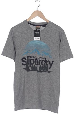 Superdry T-Shirt Herren Oberteil Shirt Sportshirt Gr. L Baumwolle Grau #fel1rt9