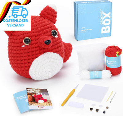 Crochetbox Komplettes Häkelset Für Anfänger, Rotfuchs Häkelset, Video-Tutorial E
