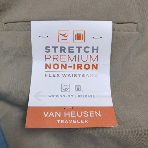 Van Heusen Dress Pants Mens Sz 58x32 Flex Waist Khaki NEW NWT - Picture 3 of 14