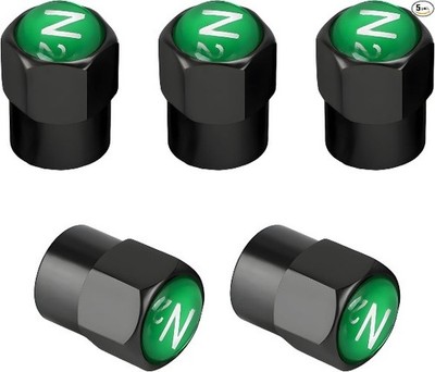 5 PCS Brass Tire Valve Stem Caps, Durable Chrome Plated Bra Color: Black+Green