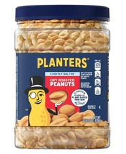 PLANTERS Lightly Salted Dry Roasted Peanuts, Party Snacks, Plant Based Protein,