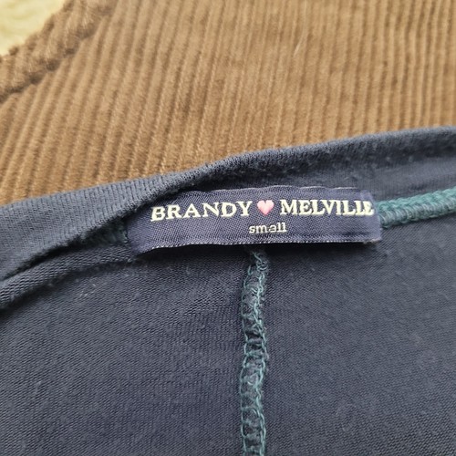 Brandy Melville Navy Blue Long Sleeve V-Neck Top Shirt Relaxed Fit Size Small - Picture 9 of 9