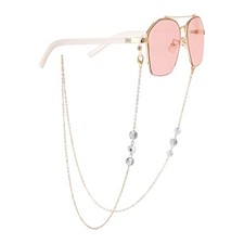 Glasses Chain, Eyeglass Chain For Women Sunglasses,14K Gold Grey Crystal - Gold