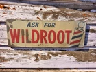Vintage 1949 Wildroot Barber Shop Embossed Tin Advertising Sign