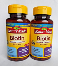 2 PACK Nature Made Maximum Strength Biotin 5000 mcg Softgels 120 SEALED EXP 2027