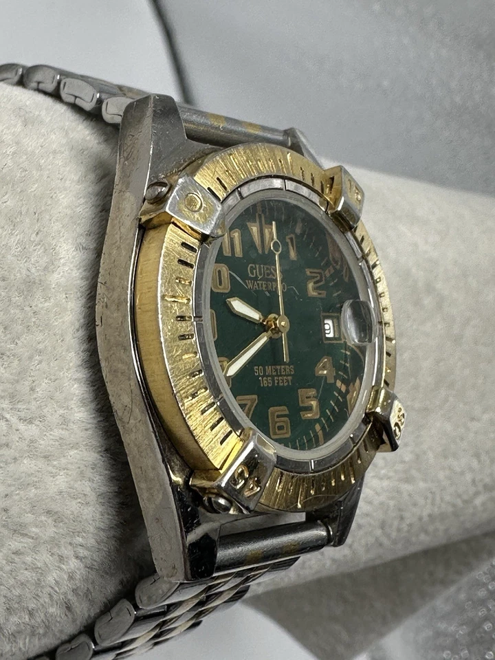 Reloj Guess Waterpro 1995 esfera verde batería nueva damas 29MM 6.5" K63 Foto 3 de 4