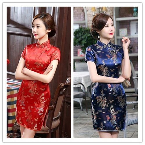 Female Dress Qipao Short Sleeve Cheongsam Shopping Chinese Traditional - Picture 5 of 29
