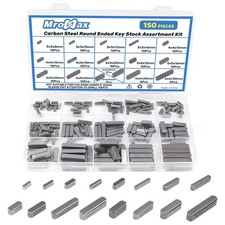 150Pcs Round Ended Feather Key 16 Sizes Parallel Drive Shaft Keys Set Carbon