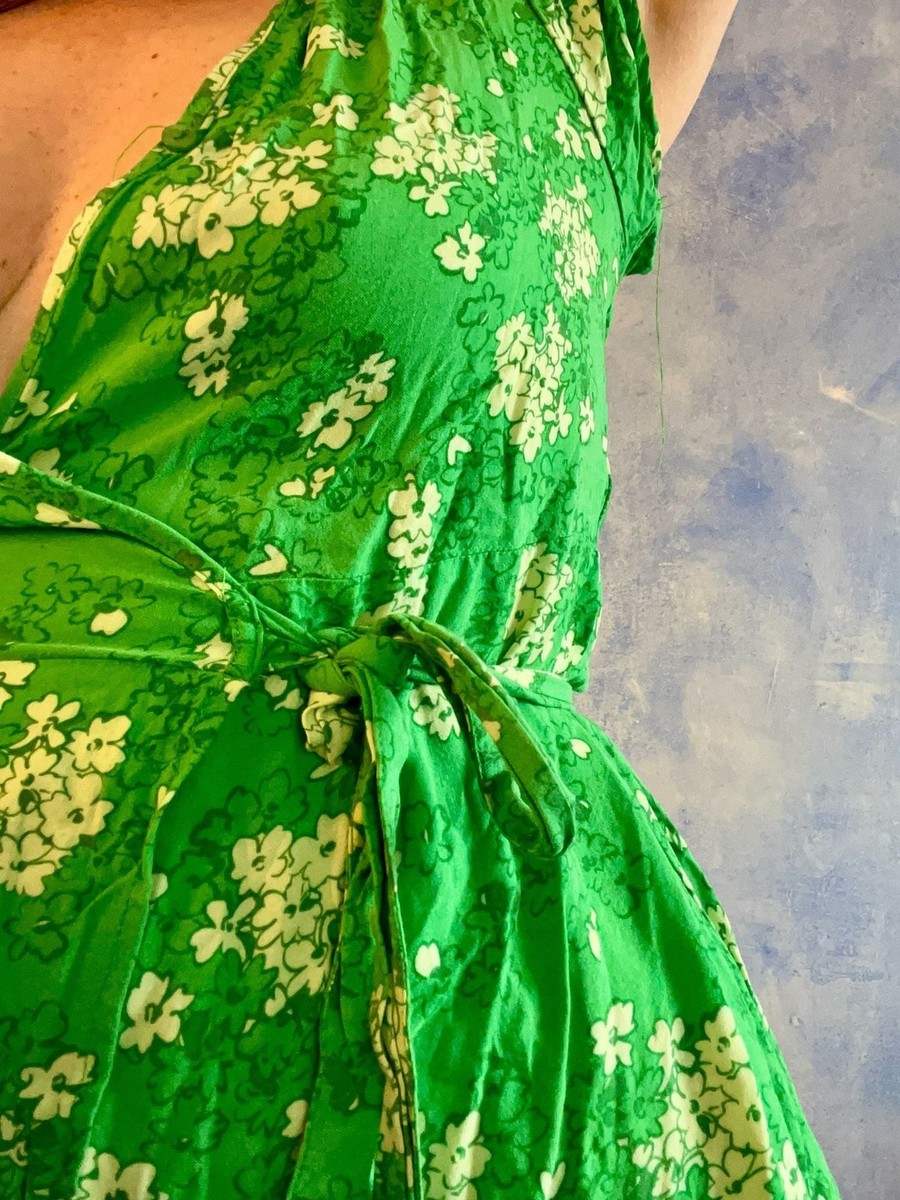 Rouje Gabinette Green Floral Print Wrap Dress