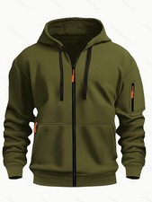 Men  s Zipper Hooded Sweatshirt   Fleece-Lined Sports Casual Cardigan Coat