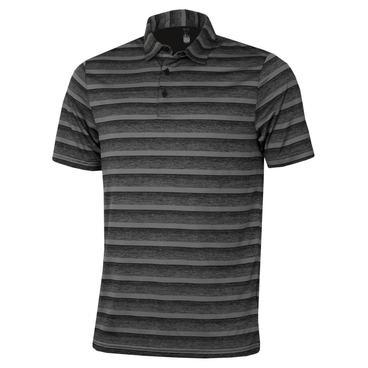 adidas Golf Mens Two Colour Stripe Polo Shirt - Black/Grey Four - M