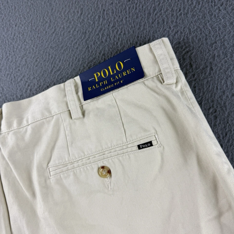 Polo Ralph Lauren Shorts Men’s 36 Beige Classic Fit 9” Pony Stretch Flat NEW - Image 3 of 4