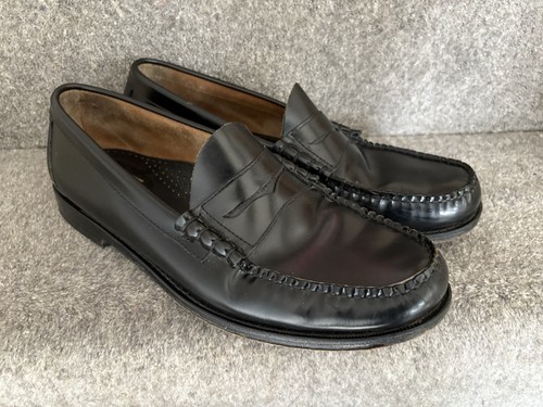 GH Bass Weejuns Larson Men’s Black Leather Penny Loafers - Size UK 11