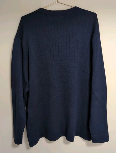 Lacoste Navy Blue Ribbed Knit Long Sleeve Crew Neck Sweater Size 3XL Mens RARE - Picture 4 of 12