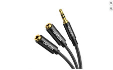 UGREEN Headphone Splitter 3.5mm 2 Female to 1 Male Mic and Audio Y Splitter TRRS